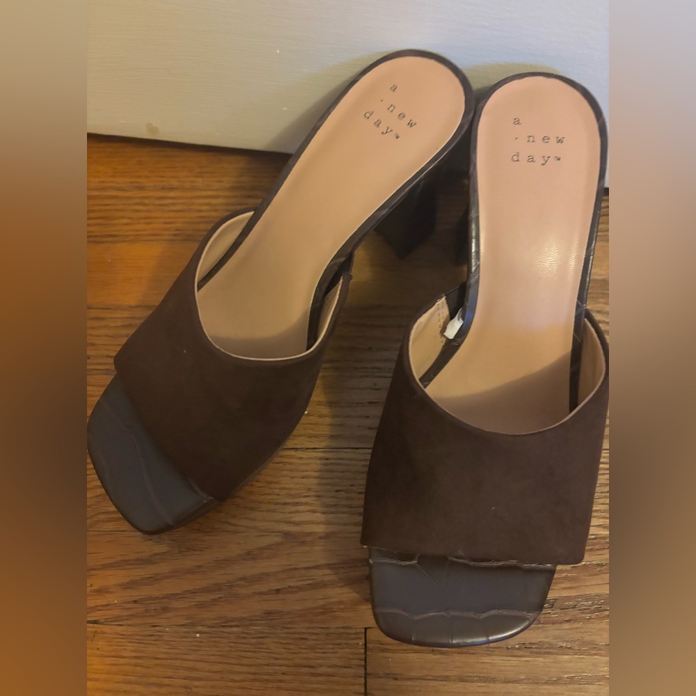 A New Day Dark Brown Slide Sandals